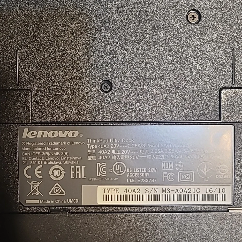 Genuine Lenovo ThinkPad Ultra Dock Type 40A2 Docking Station
